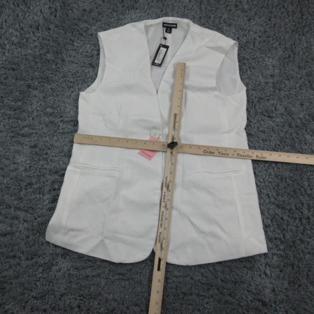 PrettyLittleThing Waistcoat Womens US 8 White Premium Tailored Longline Vest NWT - Picture 5 of 16